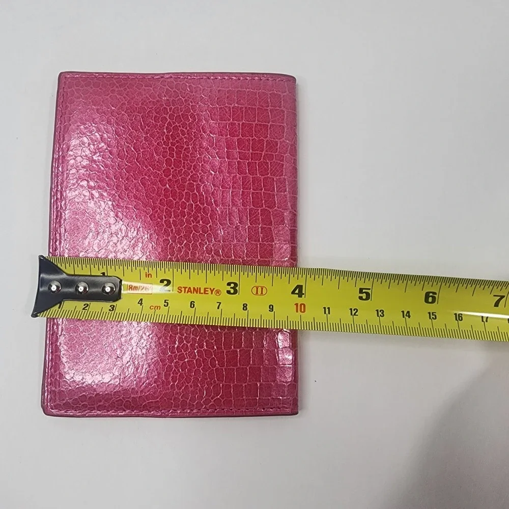 TUMI Crockadile Print Hot Pink Leather Travel Wallet Passport Cover Organizer